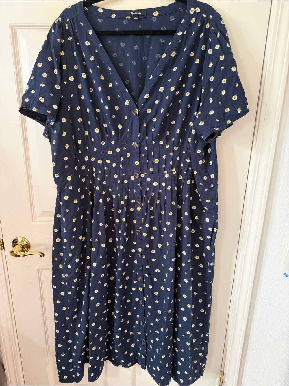 Madewell Navy Ditsy Daisy Button-Front Dress
